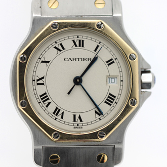 Cartier カルティエ サントスオクタゴン187902（クォーツ）のベルト溶接修理・料金の紹介